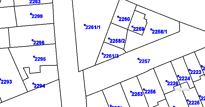 Parcela st. 2261/3 v KÚ Chomutov II, Katastrální mapa