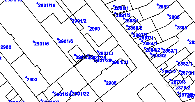 Parcela st. 2901/3 v KÚ Chomutov II, Katastrální mapa