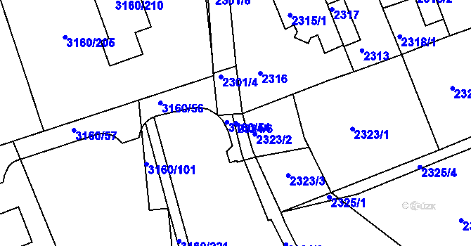 Parcela st. 2324/6 v KÚ Chomutov II, Katastrální mapa