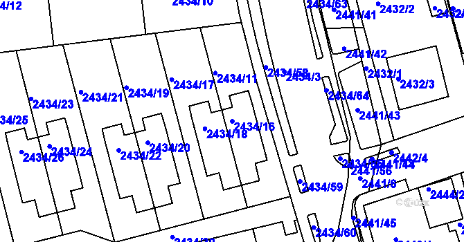 Parcela st. 2434/16 v KÚ Chomutov II, Katastrální mapa