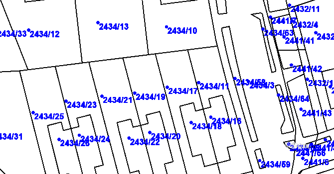 Parcela st. 2434/17 v KÚ Chomutov II, Katastrální mapa