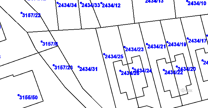Parcela st. 2434/25 v KÚ Chomutov II, Katastrální mapa