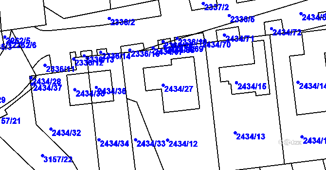 Parcela st. 2434/27 v KÚ Chomutov II, Katastrální mapa