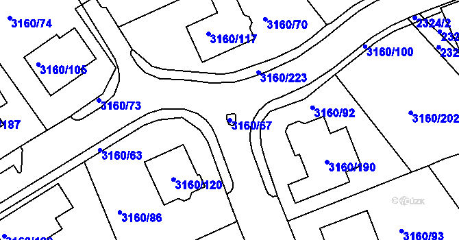 Parcela st. 3160/67 v KÚ Chomutov II, Katastrální mapa