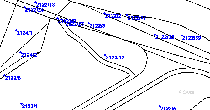Parcela st. 2123/12 v KÚ Chomutov II, Katastrální mapa