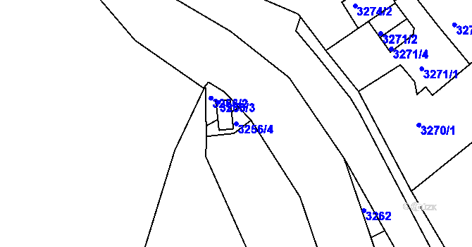 Parcela st. 3256/4 v KÚ Chomutov II, Katastrální mapa