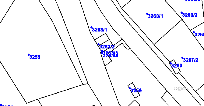 Parcela st. 3263/4 v KÚ Chomutov II, Katastrální mapa