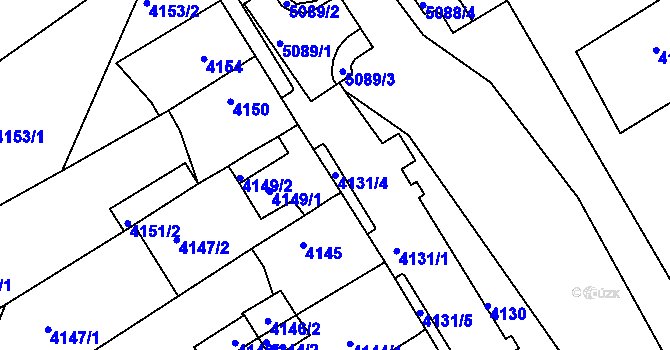 Parcela st. 4131/4 v KÚ Chomutov II, Katastrální mapa