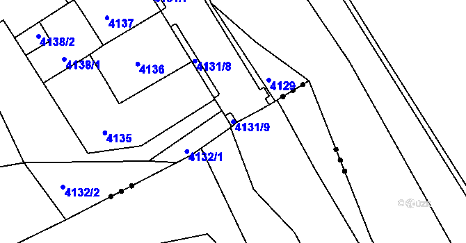 Parcela st. 4131/9 v KÚ Chomutov II, Katastrální mapa