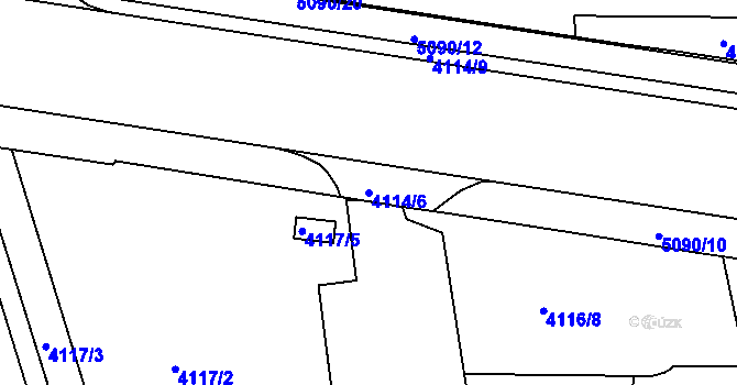 Parcela st. 4114/6 v KÚ Chomutov II, Katastrální mapa