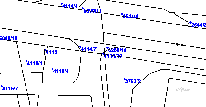 Parcela st. 4114/10 v KÚ Chomutov II, Katastrální mapa
