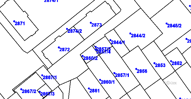Parcela st. 2857/4 v KÚ Chomutov II, Katastrální mapa