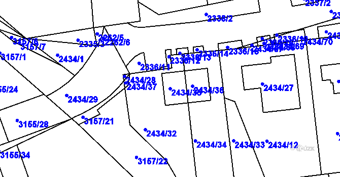 Parcela st. 2434/35 v KÚ Chomutov II, Katastrální mapa