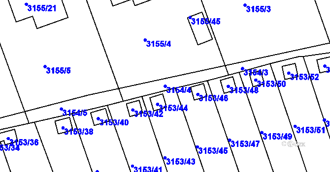 Parcela st. 3154/4 v KÚ Chomutov II, Katastrální mapa