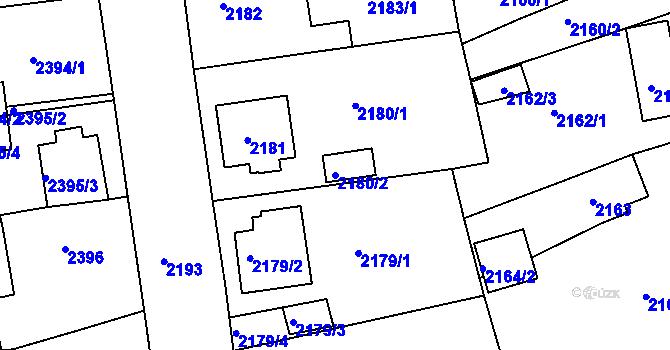 Parcela st. 2180/2 v KÚ Chomutov II, Katastrální mapa
