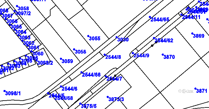 Parcela st. 2544/8 v KÚ Chomutov II, Katastrální mapa