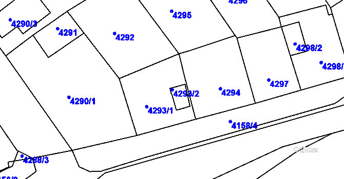 Parcela st. 4293/2 v KÚ Chomutov II, Katastrální mapa