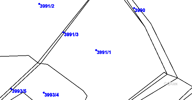 Parcela st. 3991/1 v KÚ Chomutov II, Katastrální mapa