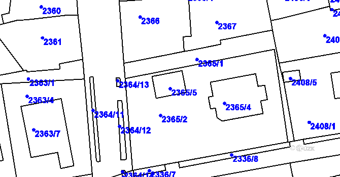 Parcela st. 2365/5 v KÚ Chomutov II, Katastrální mapa
