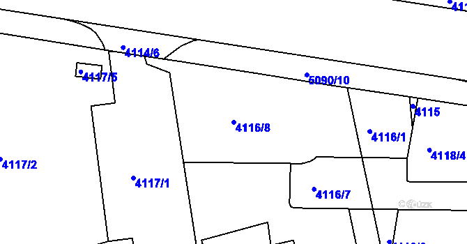 Parcela st. 4116/8 v KÚ Chomutov II, Katastrální mapa