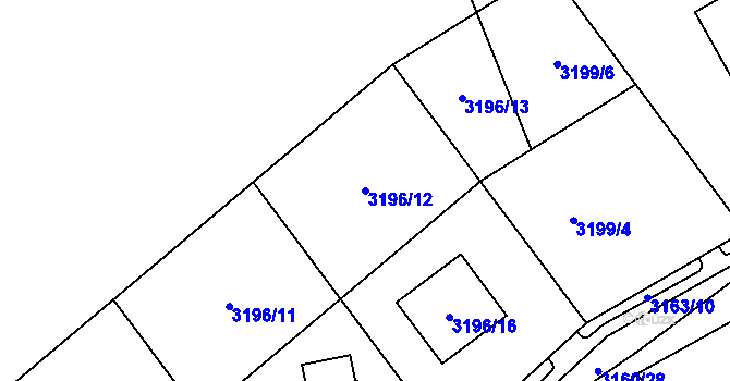 Parcela st. 3196/12 v KÚ Chomutov II, Katastrální mapa