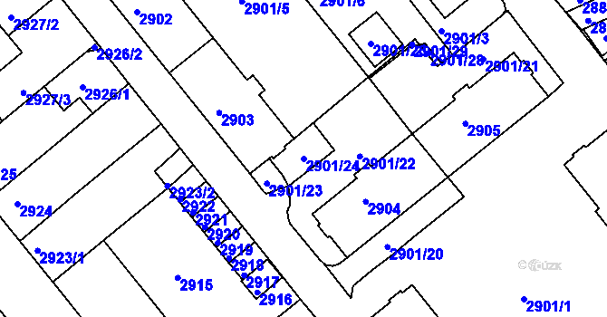 Parcela st. 2901/24 v KÚ Chomutov II, Katastrální mapa