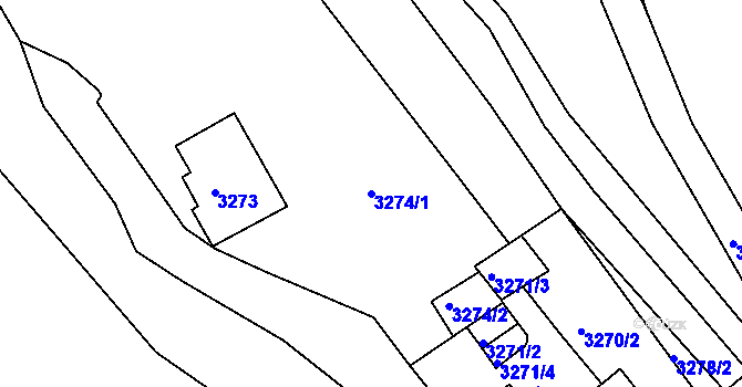 Parcela st. 3274/1 v KÚ Chomutov II, Katastrální mapa