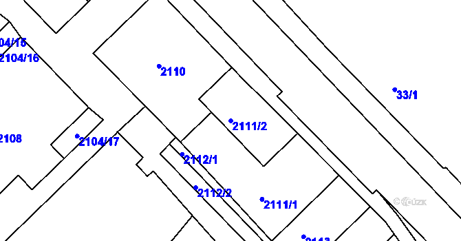 Parcela st. 2111/2 v KÚ Chomutov II, Katastrální mapa