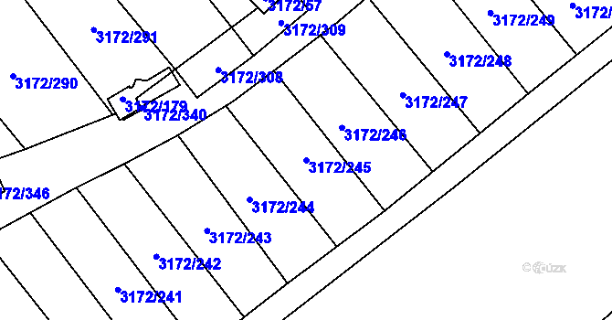 Parcela st. 3172/245 v KÚ Chomutov II, Katastrální mapa