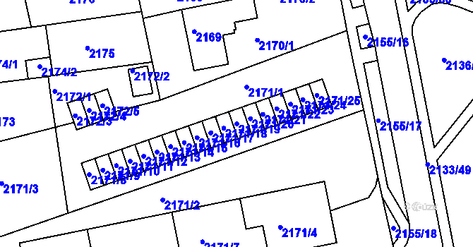 Parcela st. 2171/19 v KÚ Chomutov II, Katastrální mapa