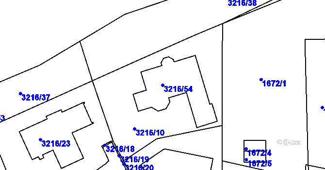 Parcela st. 3216/54 v KÚ Chomutov II, Katastrální mapa