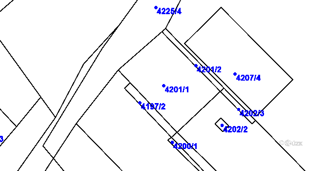 Parcela st. 4201/1 v KÚ Chomutov II, Katastrální mapa