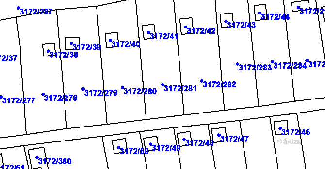 Parcela st. 3172/281 v KÚ Chomutov II, Katastrální mapa