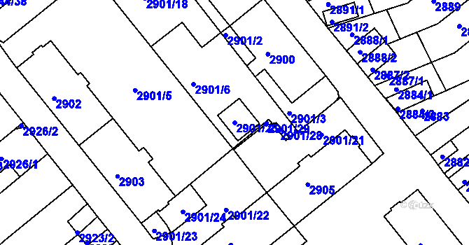 Parcela st. 2901/25 v KÚ Chomutov II, Katastrální mapa