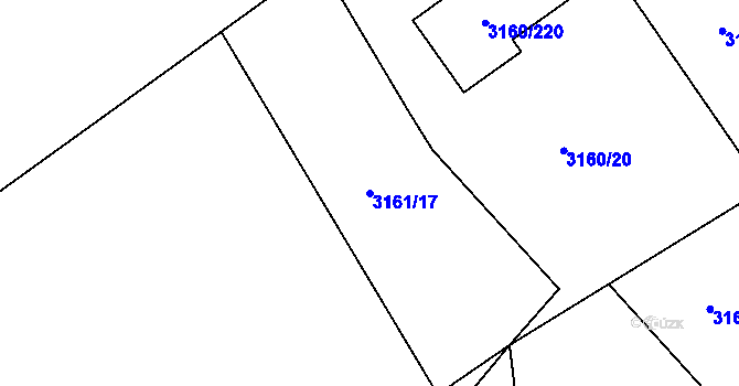 Parcela st. 3161/17 v KÚ Chomutov II, Katastrální mapa