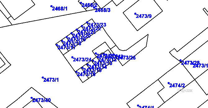 Parcela st. 2473/43 v KÚ Chomutov II, Katastrální mapa