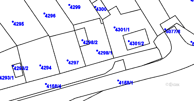 Parcela st. 4298/1 v KÚ Chomutov II, Katastrální mapa