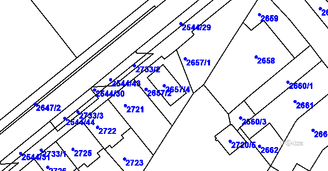Parcela st. 2657/4 v KÚ Chomutov II, Katastrální mapa