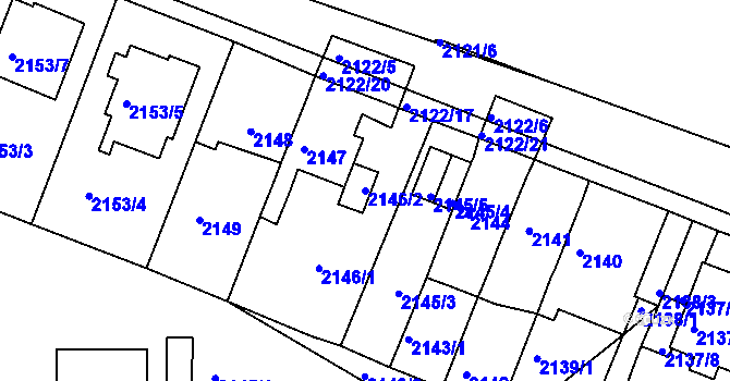 Parcela st. 2146/2 v KÚ Chomutov II, Katastrální mapa
