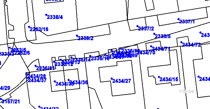 Parcela st. 2434/67 v KÚ Chomutov II, Katastrální mapa
