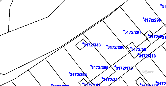 Parcela st. 3172/338 v KÚ Chomutov II, Katastrální mapa