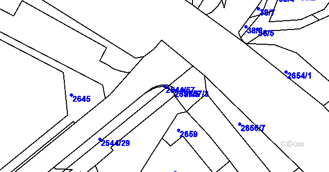 Parcela st. 2544/67 v KÚ Chomutov II, Katastrální mapa