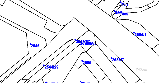 Parcela st. 2657/5 v KÚ Chomutov II, Katastrální mapa