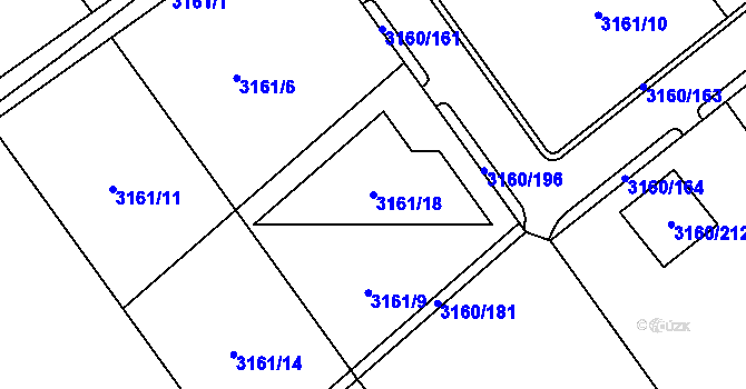 Parcela st. 3161/18 v KÚ Chomutov II, Katastrální mapa