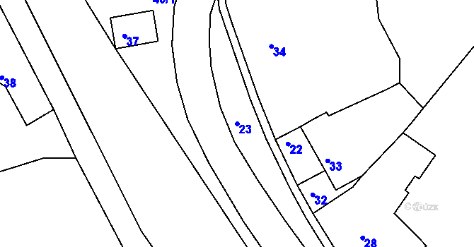 Parcela st. 23 v KÚ Chomýž, Katastrální mapa