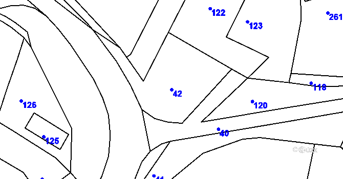 Parcela st. 42 v KÚ Chomýž, Katastrální mapa