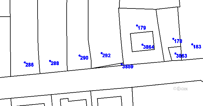 Parcela st. 292 v KÚ Chomýž, Katastrální mapa
