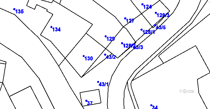 Parcela st. 43/2 v KÚ Chomýž, Katastrální mapa