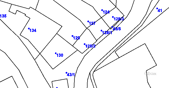 Parcela st. 128/2 v KÚ Chomýž, Katastrální mapa