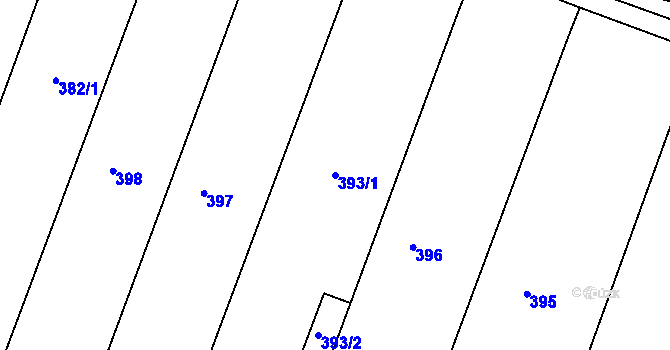 Parcela st. 393/1 v KÚ Chomýž, Katastrální mapa